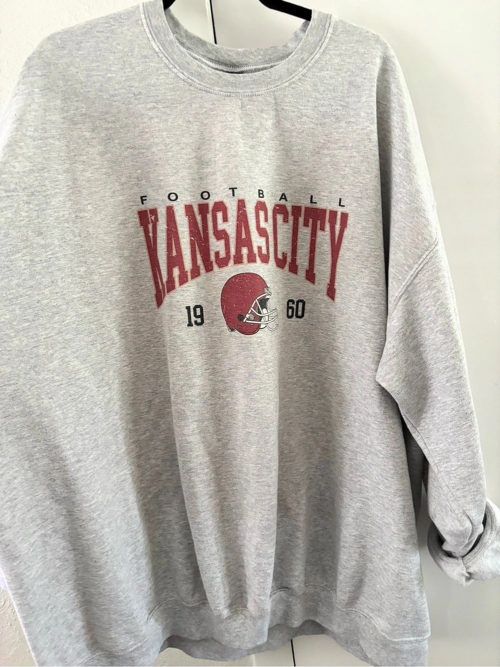 Gildan Heavy Blend Crewneck Sweatshirt Kansas City Football Gray & Red 5X